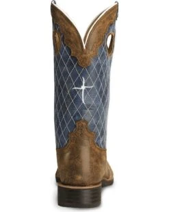 Twisted X Men's Distressed Ruff Stock Western Boots - Broad Square Toe -Shoes Promotion Store 036B30 B1 BK