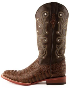 Ferrini Men's Caiman Croc Print Western Boots - Broad Square Toe -Shoes Promotion Store 036G45 36 P3