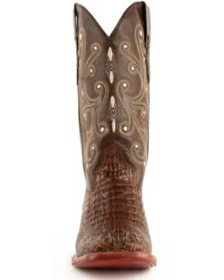 Ferrini Men's Caiman Croc Print Western Boots - Broad Square Toe -Shoes Promotion Store 036G45 7059 P4