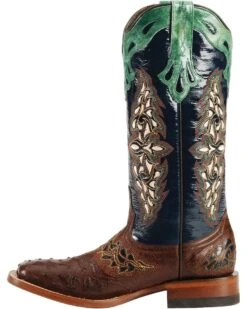 Lucchese Women's Handmade 1883 Amberlyn Full Quill Ostrich Western Boots - Square Toe  -Shoes Promotion Store 045T32 AG LT