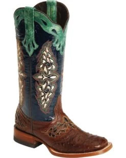 Lucchese Women's Handmade 1883 Amberlyn Full Quill Ostrich Western Boots - Square Toe 
