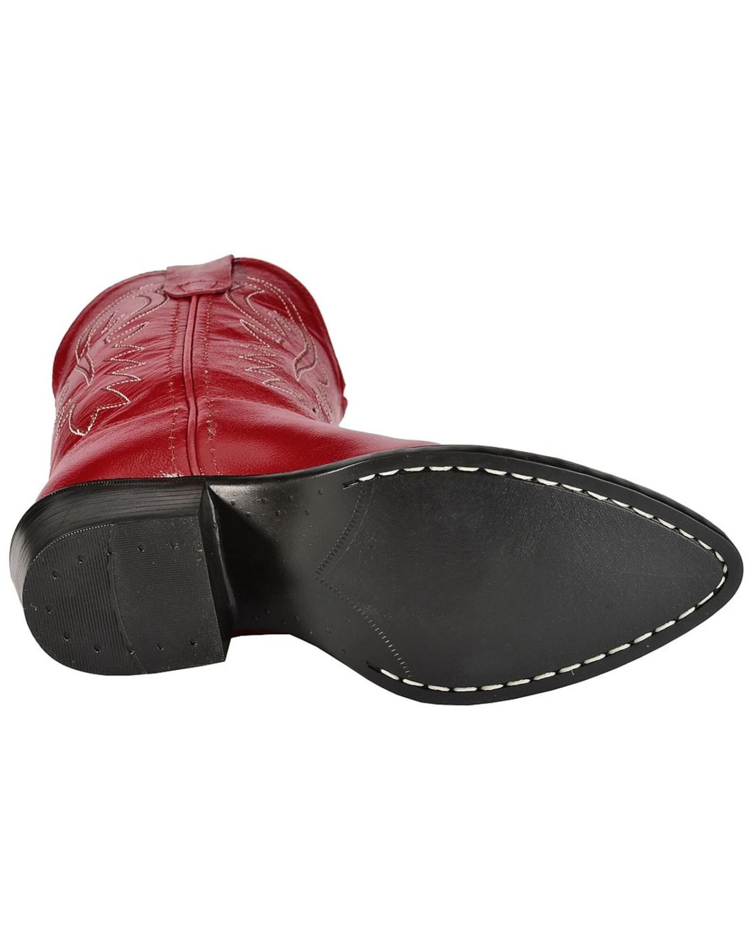 Old West Girls' Red Leather Western Boots - Pointed Toe 7 Old West Girls' Red Leather Western Boots - Pointed Toe - Image 5