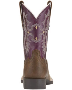 Ariat Girls' Tombstone Western Boots - Broad Square Toe -Shoes Promotion Store 053H95 ZS BK