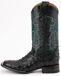 Ferrini Men's Full-Quill Ostrich Embroidered Western Boots - Broad Square Toe -Shoes Promotion Store 066845 89 P3