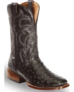 El Dorado Men's Handmade Full Quill Ostrich Stockman Boots - Broad Square Toe