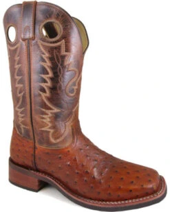 Smoky Mountain Men's Danville Ostrich Print Boots - Square Toe 