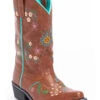 Shyanne Girls' Floral Embroidery Western Boots - Snip Toe
