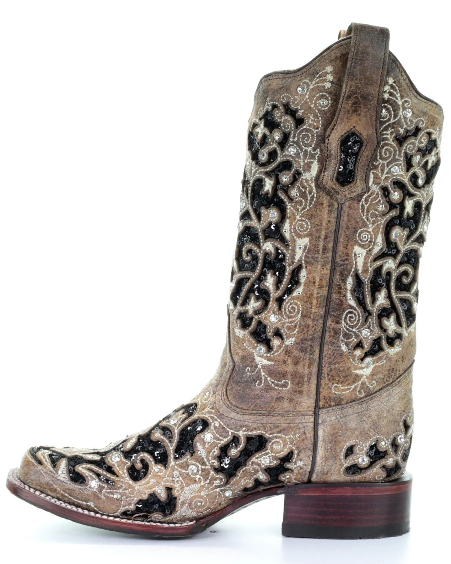 Corral Women's Sequin Inlay Western Boots - Square Toe 5 Corral Women's Sequin Inlay Western Boots - Square Toe - Image 3