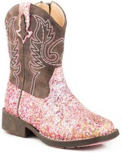 Roper Girls' Toddler Glitter Southwest Western Boots - Square Toe
