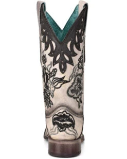 Corral Women's White Overlay Western Boots - Square Toe -Shoes Promotion Store 2000351153 922 P4