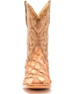 Cody James Men's Caramel Matte Pirarucu Exotic Western Boots - Broad Square Toe  -Shoes Promotion Store 2000351586 255 P4