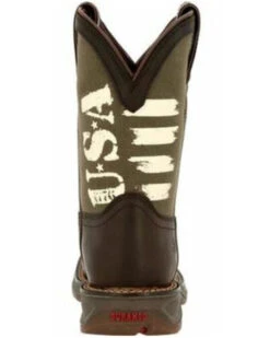 Durango Boys' Lil' Rebel USA Flag Western Boots - Broad Square Toe -Shoes Promotion Store 2000355865 201 P5