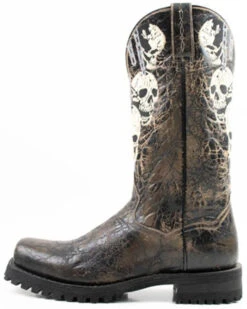 Dan Post Men's Skulls Motorcycle Western Boot - Square Toe -Shoes Promotion Store 2000371083 001 P3