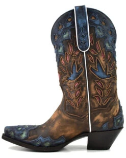 Dan Post Women's Humming Bird Heart And Floral Inlay Western Boots - Snip Toe  -Shoes Promotion Store 2000371091 800 P3