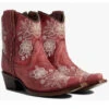 Corral Women's Flowered Embroidery Ankle Western Booties - Snip Toe