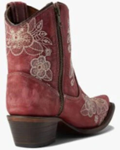 Corral Women's Flowered Embroidery Ankle Western Booties - Snip Toe -Shoes Promotion Store 2000371810 920 P4
