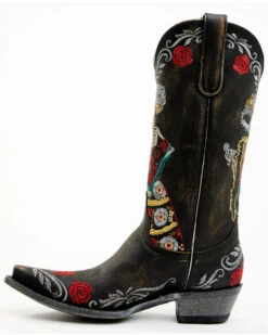 Old Gringo Women's Reinas La Catrina Skeleton & Floral Embroidered Tall Western Leather Boots - Snip Toe -Shoes Promotion Store 2000374907 944 P3