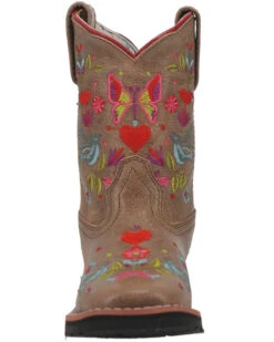 Dan Post Girls' Embroidered Western Boots - Broad Square Toe -Shoes Promotion Store 2000381636 251 P4