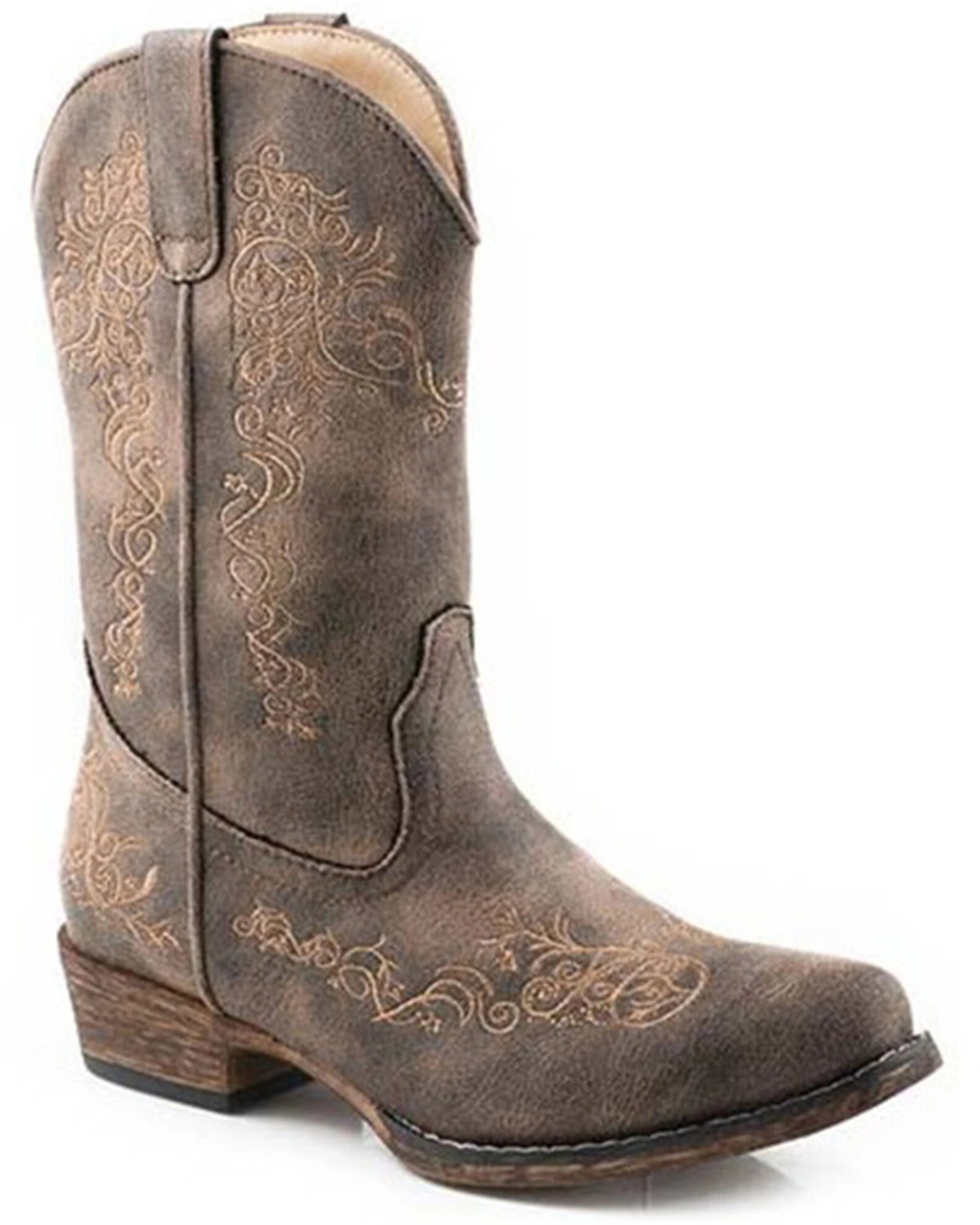 Roper Little Girls' Riley Scroll Western Boots - Snip Toe 3 Roper Little Girls' Riley Scroll Western Boots - Snip Toe